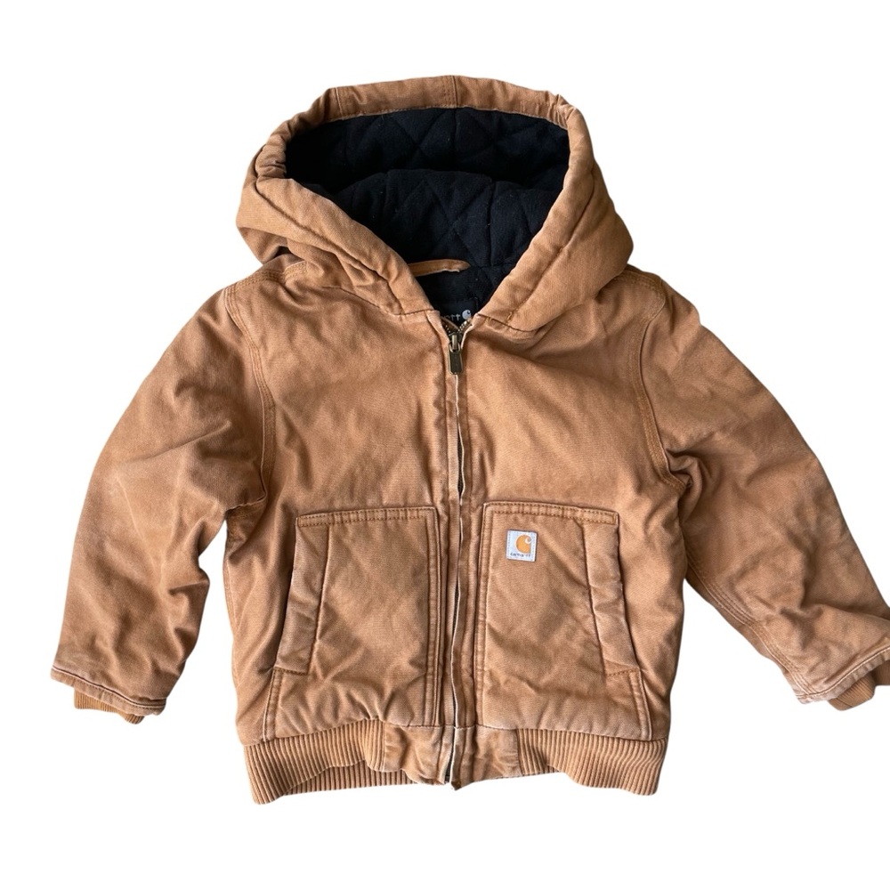 Carhartt Kids Tan Insulated Hooded Jacket Size 4T
